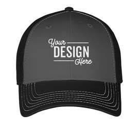 Otto Cap Low Profile Two-Tone Trucker Hat - Color: Black / Charcoal Gray / Black