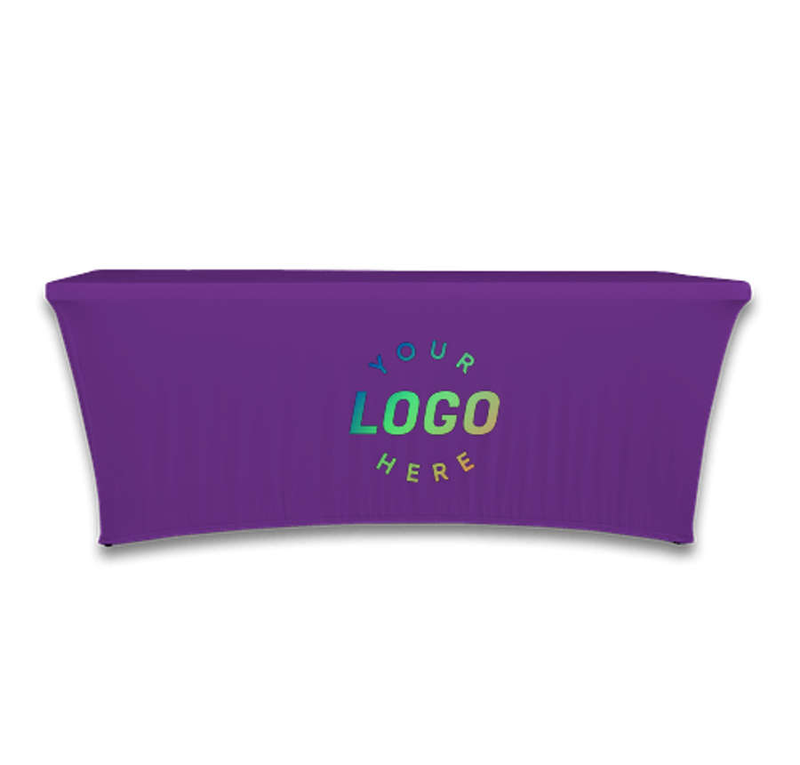 Full Color 8' Stretch Tablecloth in Team Purple