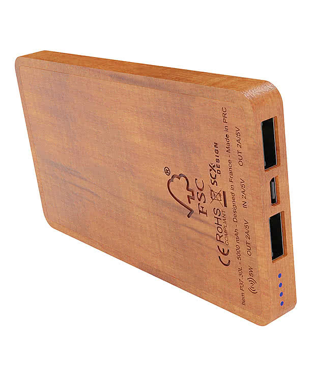 Laser Engraved SCX Innovative Design 10,000 mAh Bamboo Wireless Power Bank