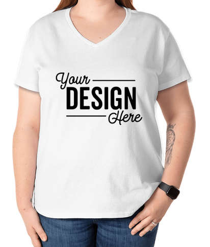 Gildan Women's 100% Cotton V-Neck T-shirt - White