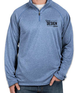 Devon & Jones Heather Quarter Zip Performance Pullover - Color: French Blue Heather