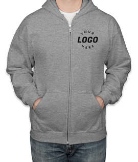 Gildan Midweight Zip Hoodie - Embroidered - Color: Sports Grey