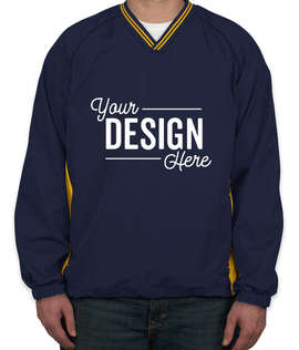 Sport-Tek Tipped V-Neck Windshirt - Color: True Navy / Gold