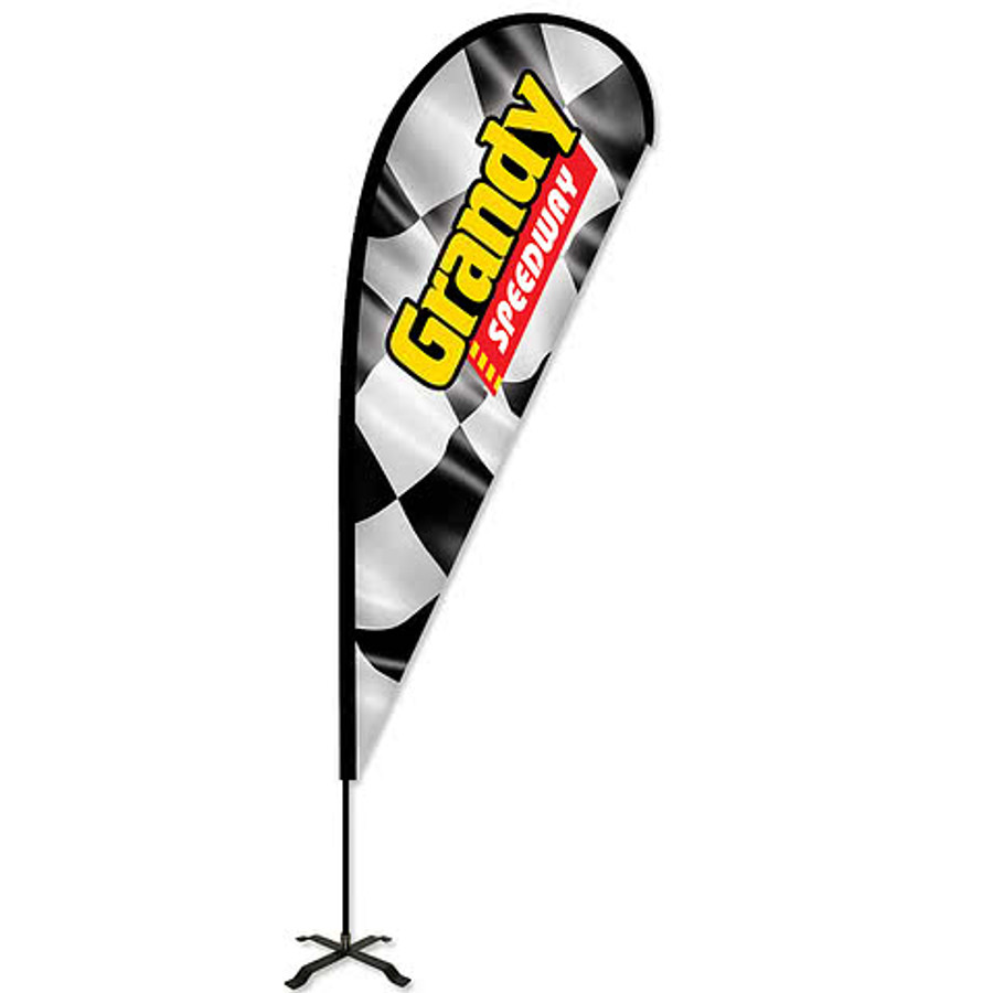 Full Color 2' x 6' Portable Teardrop Flag with Cross Base in Charity Pink