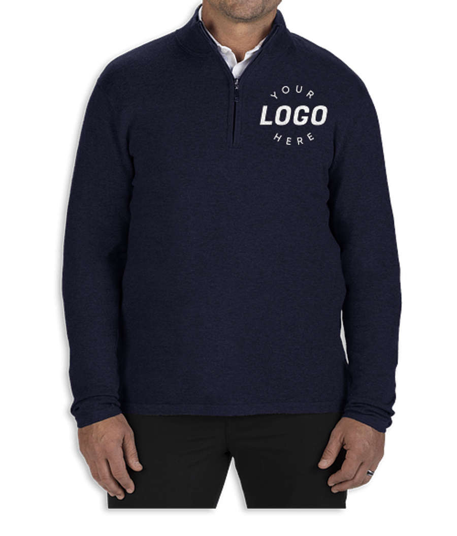 Edwards Cotton Blend Quarter Zip Sweatshirt in Navy