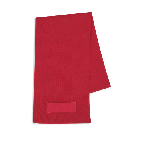 Knit Scarf with Cotton Twill Patch in Red
