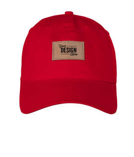 Ahead Largo Washed Twill Baseball Hat with Tan Rectangle Patch - Color: University Red