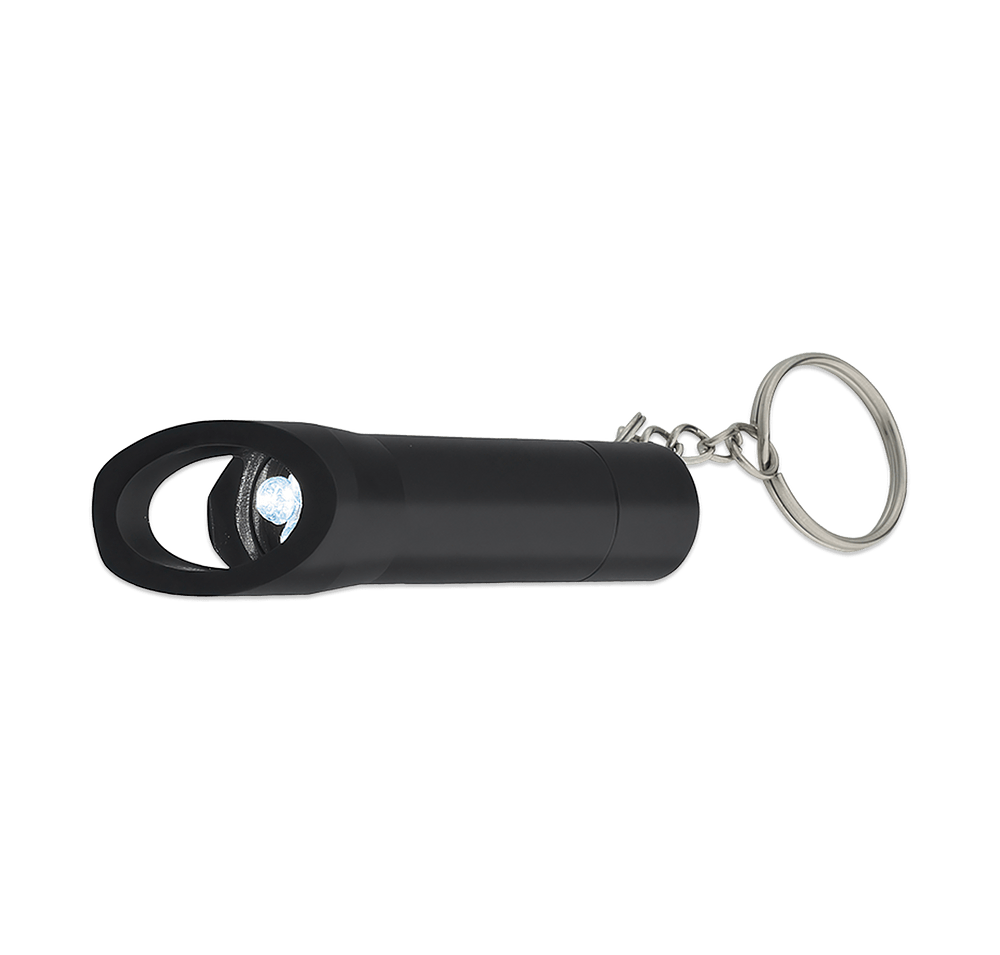 Laser Engraved Aluminum LED Flashlight Keychain with Bottle Opener-default