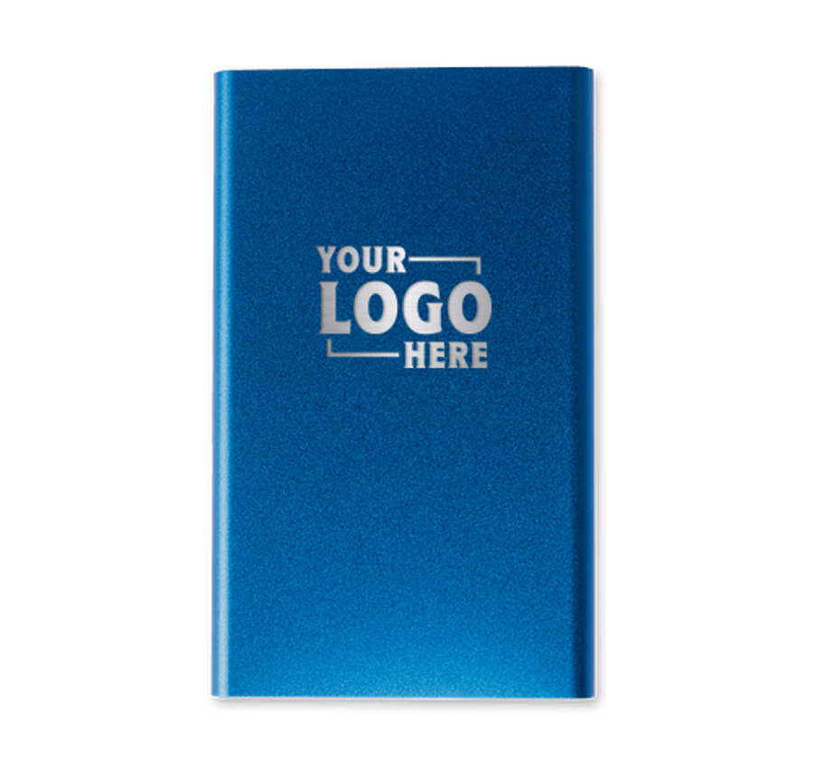 Laser Engraved Pep 4,000 mAh Portable Power Bank in Royal Blue