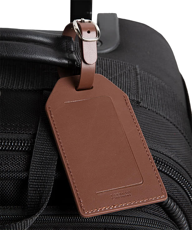 Debossed Grand Central Leather Luggage Tag