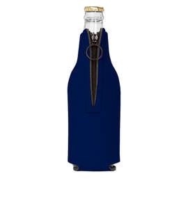 Foldable Foam Zipper Bottle Cooler - Color: Navy