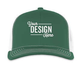 Pacific Headwear Contrast Stitch Snapback Trucker Hat - Color: Dark Green / White / Dark Green
