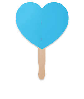 Full Color Heart Shaped Hand Fan - Color: Columbia Blue