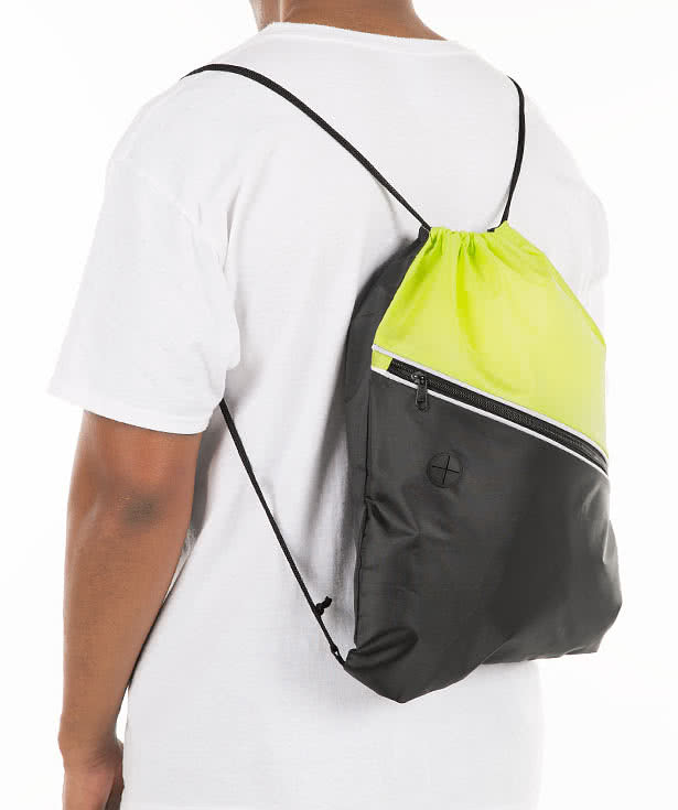 Contrast Zipper Drawstring Bag
