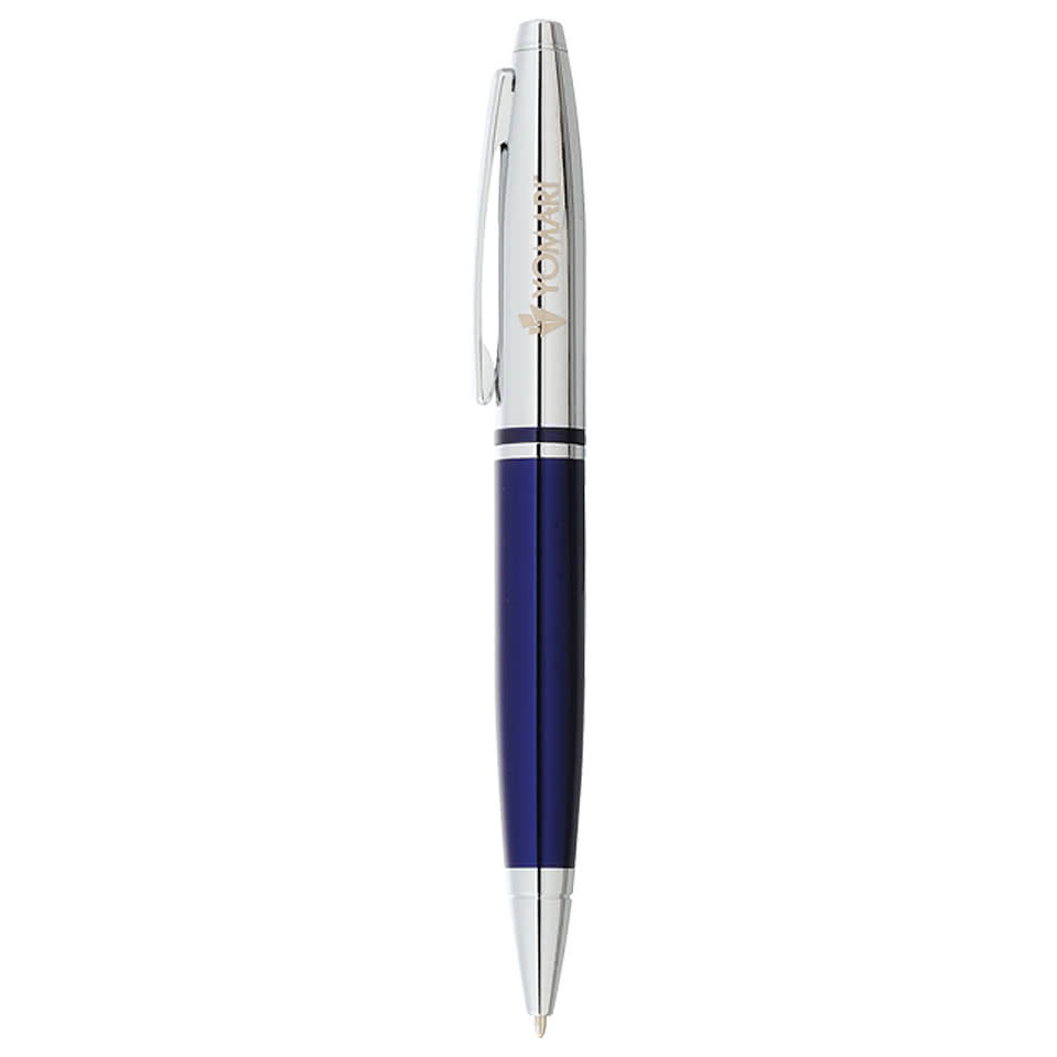 Laser Engraved Cross Calais Chrome Blue Ballpoint Pen (black ink)