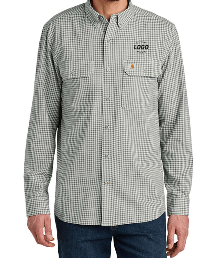 Carhartt Rugged Flex Plaid Long Sleeve Work Shirt in Check Steel Malt