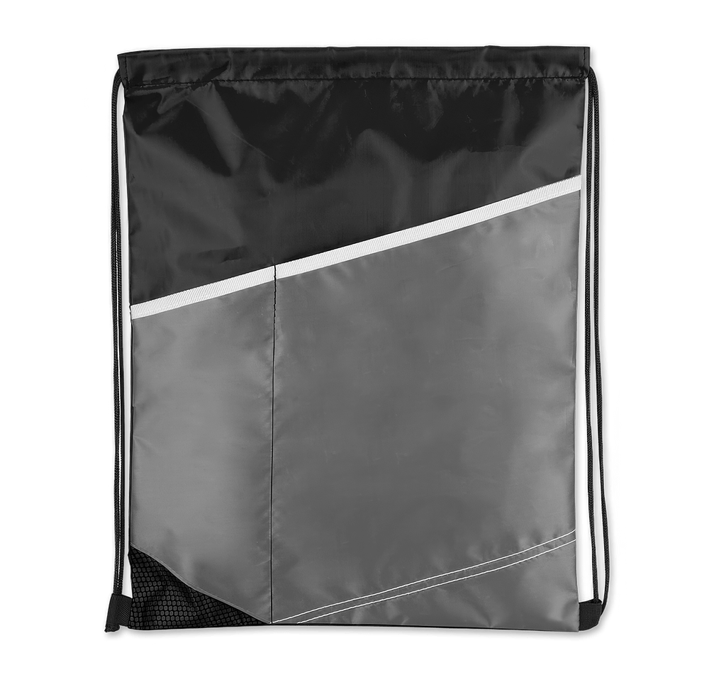 Contrast Diagonal Pocket Drawstring Bag-default