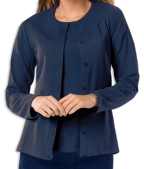 Blue Generation Women's Jersey Button-Front Cardigan in Navy