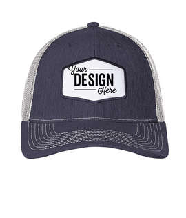 Ahead Brant Snapback Trucker Hat with White Hexagon Patch - Color: Navy Linen / White