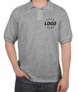 Hanes EcoSmart 50/50 Jersey Polo - Screen Printed - Color: Light Steel