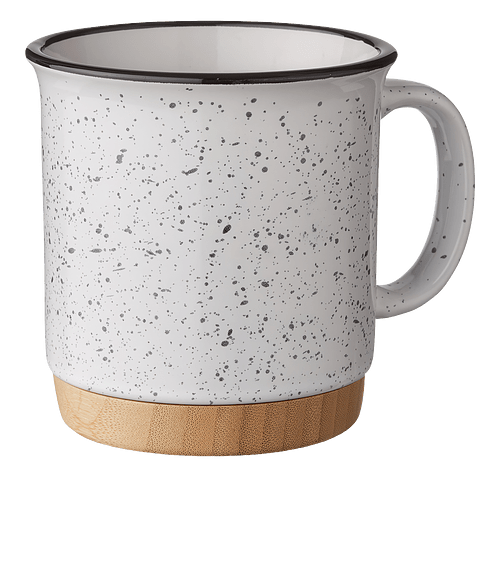 15 oz. Campfire Mug with Bamboo Base in WHITE
