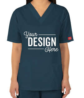 Dickies Women's V-Neck Scrub Top - Color: Caribbean Blue