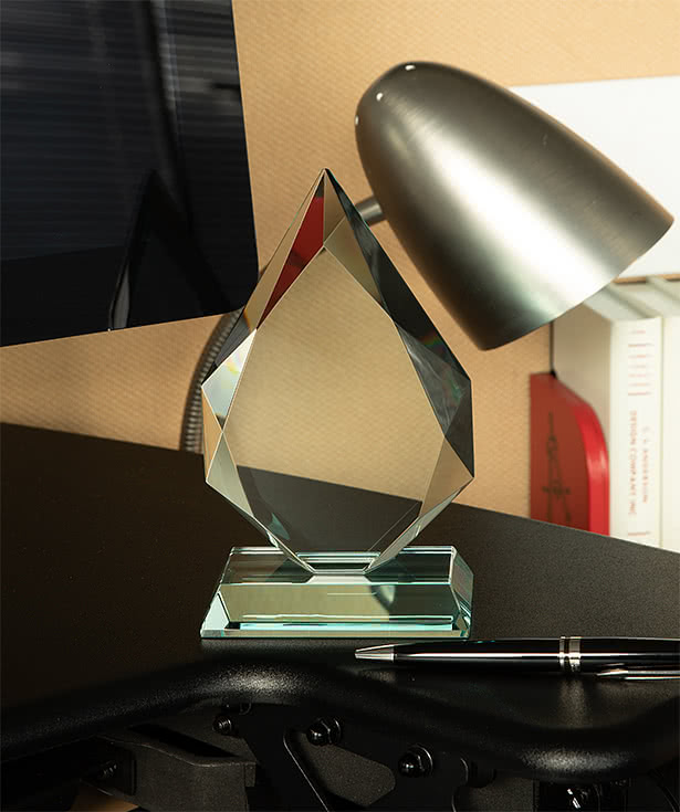 Laser Engraved Glass Jade Diamond Award