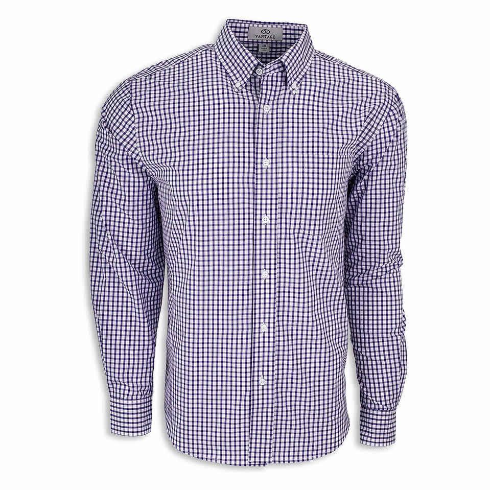 Vansport Easy Care Gingham Dress Shirt