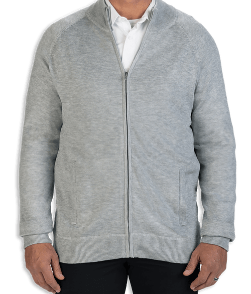 Edwards Lightweight Full Zip Sweater Jacket in Grey Heather