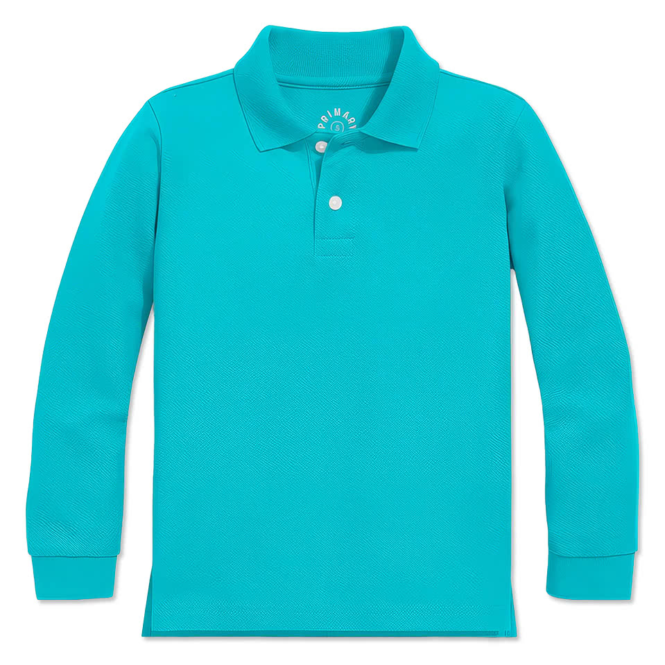 Primary Youth Recycled Long Sleeve Pique Polo