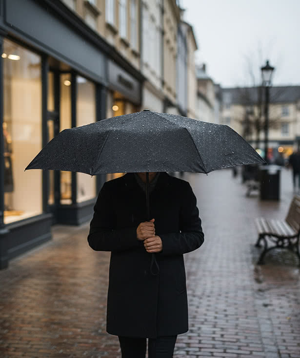 42" Arc Hidden Grid Telescopic Folding Umbrella With 100% Recycled Canopy