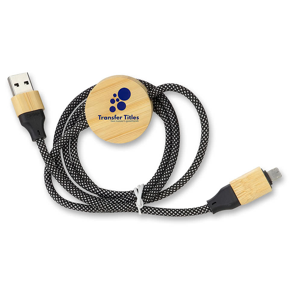 Bolt 4-in-1 39" Bamboo and Recycled 100W Charging & Data Cable