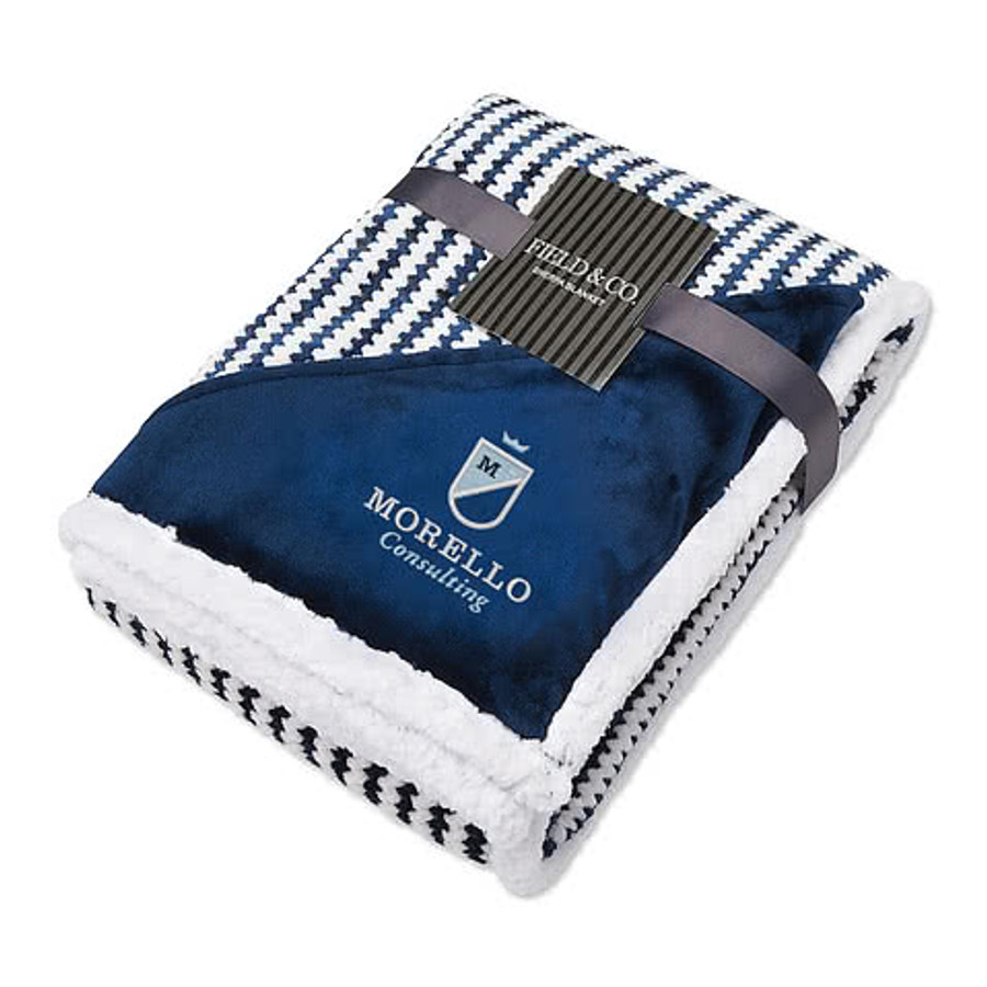Field & Co. Chevron Striped Sherpa Blanket in Gray
