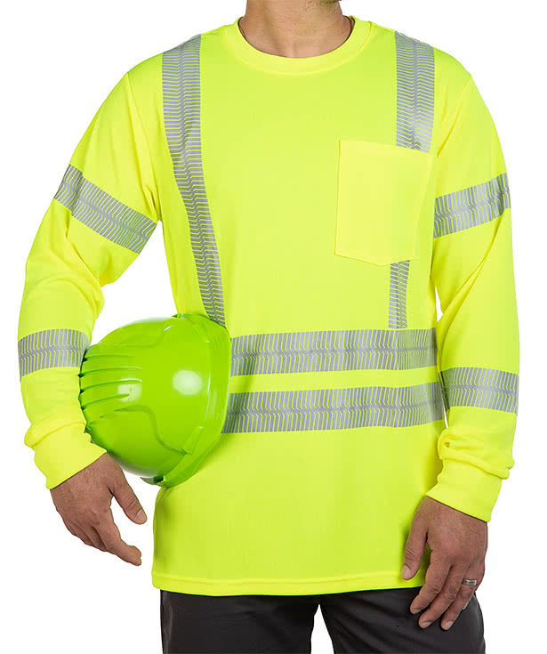 Red Kap Class 3 Hi-Vis Long Sleeve Safety Pocket T-shirt