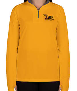 Badger Women's Contrast Quarter Zip Performance Shirt - Color: Gold / Graphite