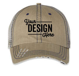 Mega Cap Herringbone Trucker Hat - Color: Khaki / Navy