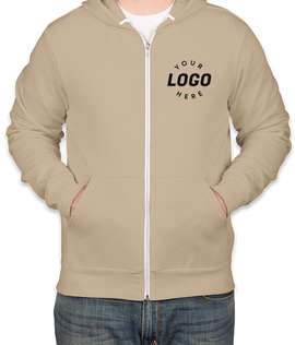 Embroidered Bella + Canvas Ultra Soft Zip Hoodie - Color: Tan
