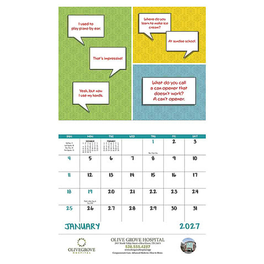 Full Color Dad Jokes Stapled Wall Calendar in Dad Jokes.2026
