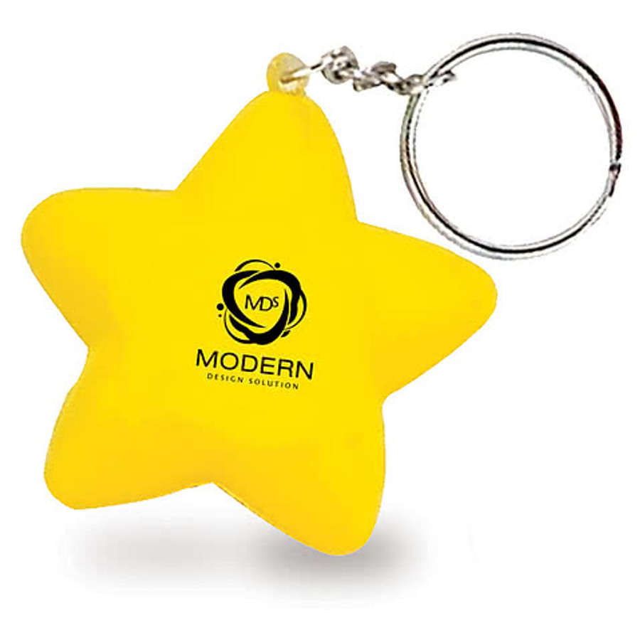 Yellow Star Stress Reliever Keychain in YELLOW