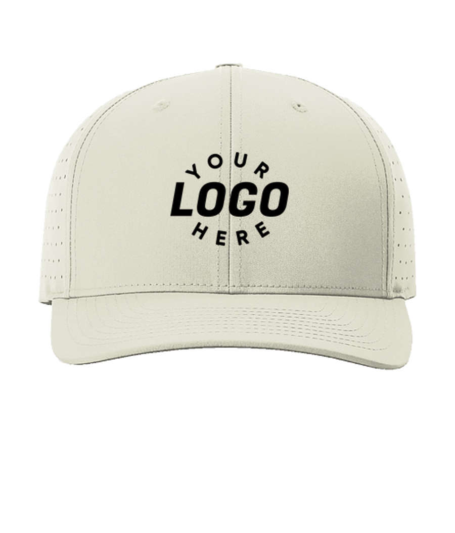 Richardson Laser Perf R-Flex Snapback Baseball Hat - Printed in Oat Milk