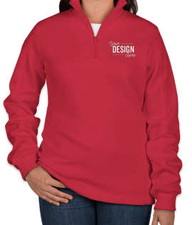 Sport-Tek Premium Women's Quarter Zip Sweatshirt - Screen Printed - Color: True Red