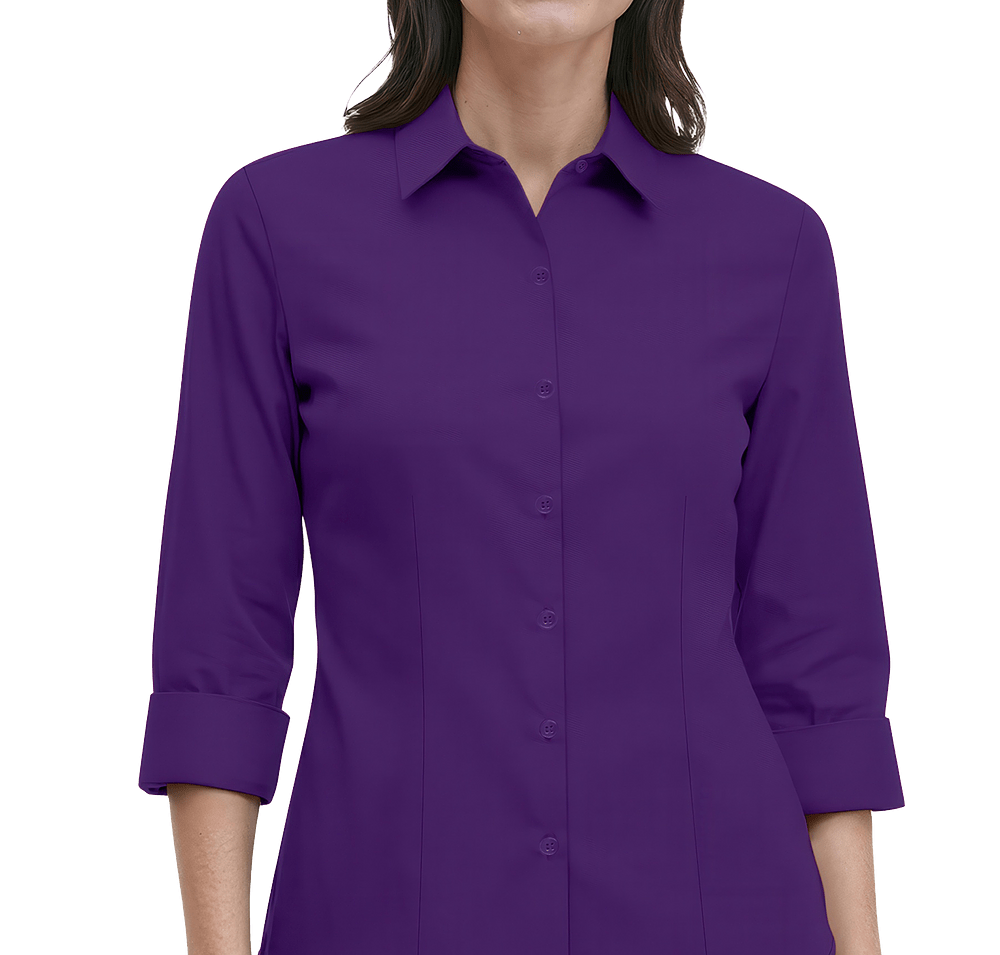 Blue Generation Women’s Fine Line Twill 3/4 Sleeve Shirt-default