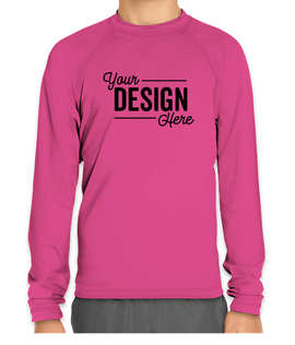 Wet Effect Youth Long Sleeve Rash Guard Shirt - Color: Pink