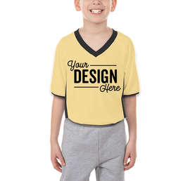 Augusta Youth Cutter+ UPF 50 V-Neck Jersey - Color: Vegas Gold / Black