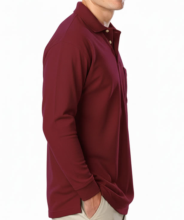 Blue Generation Superblend Easy-Care Long Sleeve Pique Pocket Polo