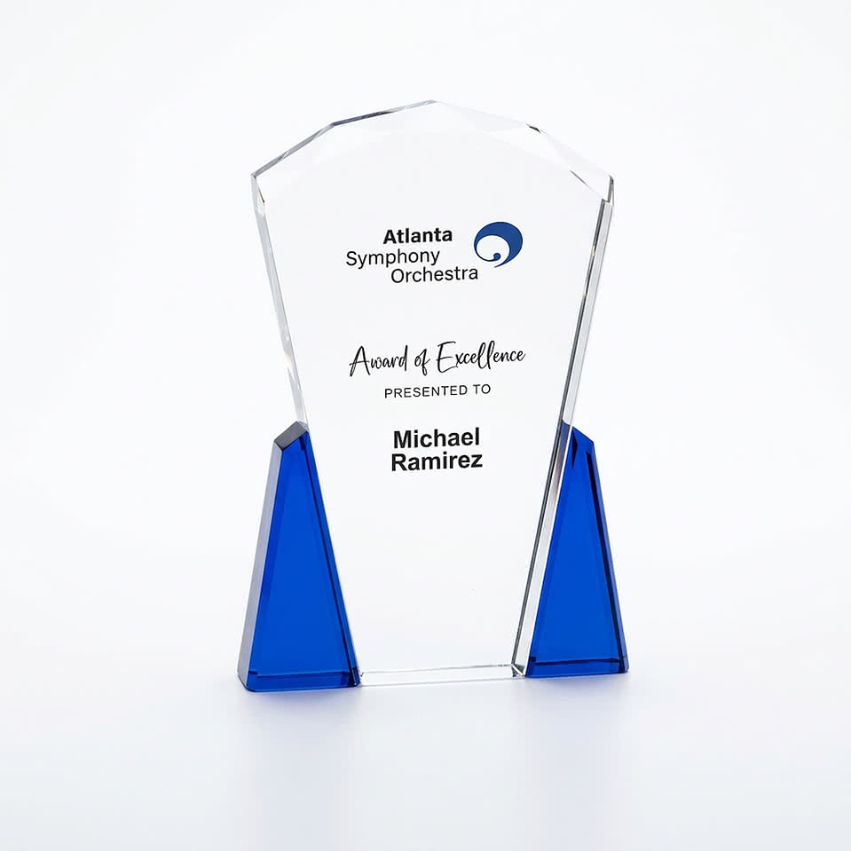 Facet Top Award with Blue Accents