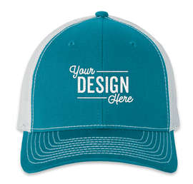 Richardson Snapback Trucker Hat - Color: Cyan / White