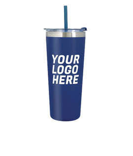 24 oz. Colma Stainless Steel Insulated Tumbler with Straw - Color: Blue