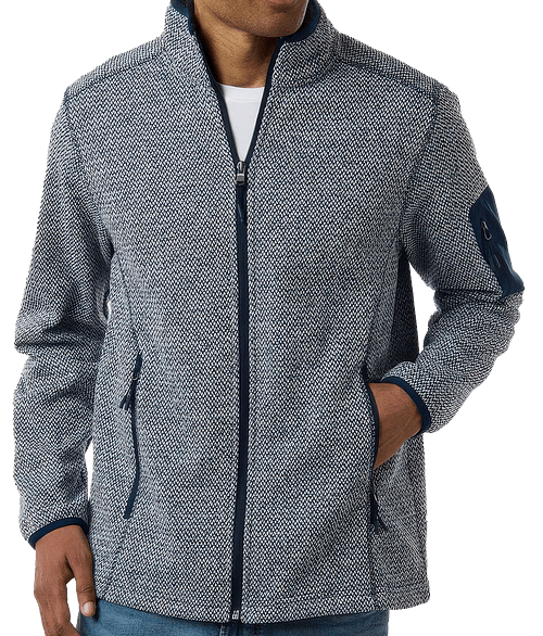North End Jasper Recycled Fleece Jacket - Printed in Classic Navy / White