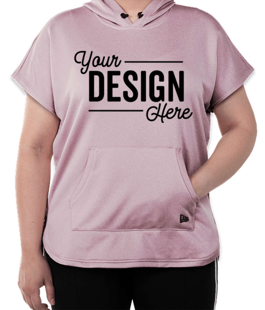 New Era Women's Performance Terry Short Sleeve Hoodie in Dusty Mauve Heather